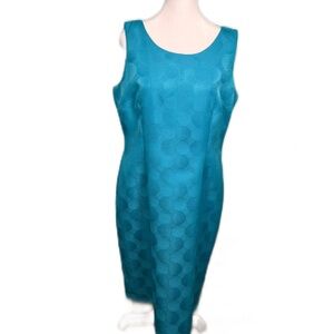 Jones Studio Teal Patterned Business Casual Midi Dress Size 12